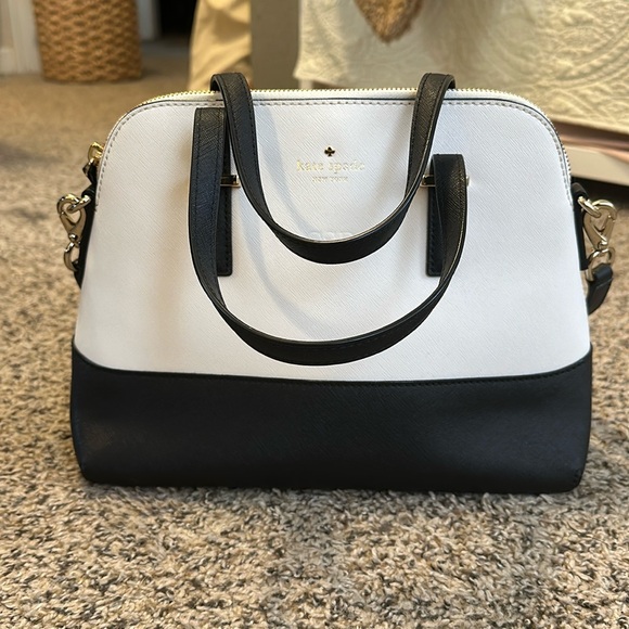 kate spade Handbags - Like New KSNY Handbag - White and Black with Crossbody Strap